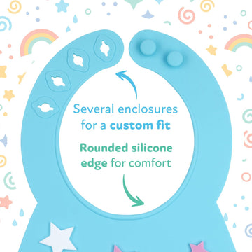 Nuby 3D Soft Silicone Baby Bib With Scoop - Silicone Bib For Toddlers And Babies 6+ Months - Stars