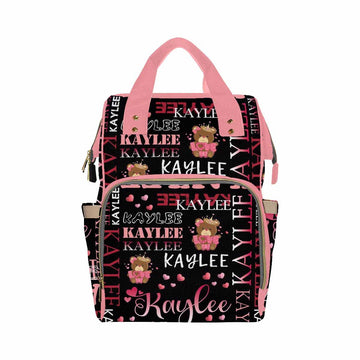 Artsadd Custom Monogrammed Diaper Back Pack With Thermal Pockets, Gradient Red Love Travel Backpack Customized Baby Bags With Na