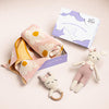 haus & kinder Cozy Baby Blanket Pack of 3 | Rattle and Cuddle Toy | Soft Infant Blanket, Baby Gift Set | Playful Baby Toy Trio
