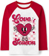 Toddler Boys Girls T-Shirt Valentine'S Day Shirt Love Season Heart Tops Kids Long Sleeve Raglan Baby Tees 2T