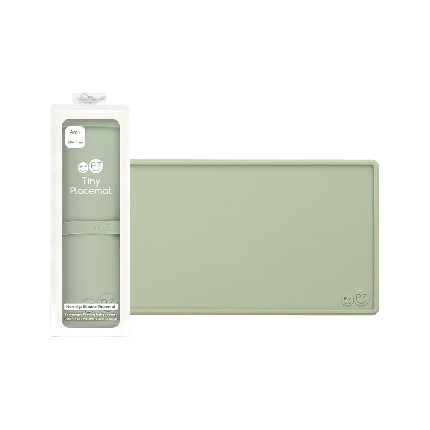 ezpz Tiny Placemat - 6 Months+ (Sage) - Non-Slip, 100% Silicone Placemat for Toddlers and Babies - Fits on Most Highchair Trays