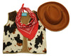 Kids Western Rodeo Cowboy Or Cowgirl Basic Costume Set - Vest, Brown Hat, Bandanna, Size 4/6