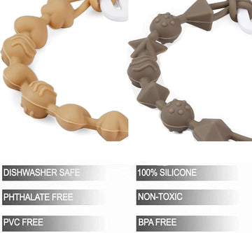 Pandaear 7 Pack Silicone Pacifier Clips, Pacifier Holder With One Piece Design For Baby Boys & Girls 3 Month+, Teething Toys Tee