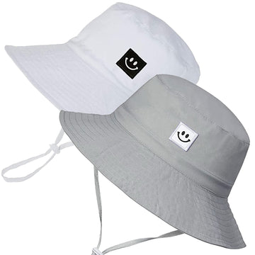 Toddler Sun Hat Beach Bucket Hat For Girls 6-24 Months 2Pack