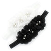 My Lello Girls Flower Headbands Toddler Fabric Beaded Trio Stretchy Elastic Pair (White/Black)