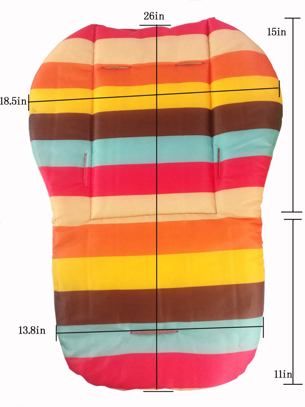 Twoworld Baby High Chair Seat Cushion Liner Mat Pad Cover Rainbow Striped Water Resistant And High Chair Straps (5 Point Harness