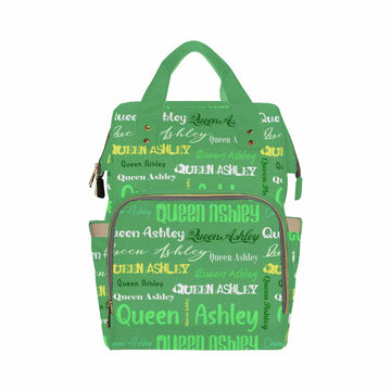 Artsadd Custom Name Diaper Bag For Mom, Personalized Light Green Signature Backpack With Stroller Straps Large Travel Shoulder B