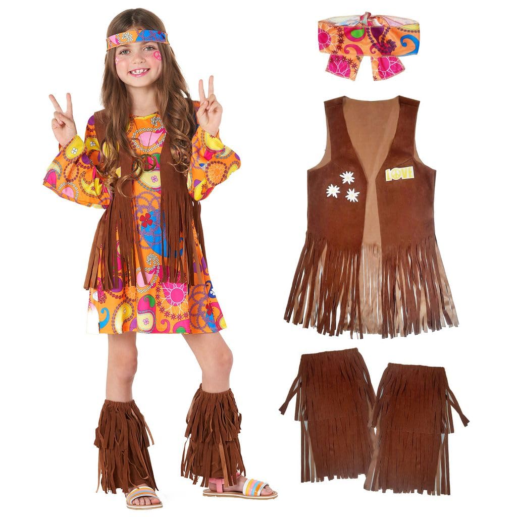 Morph 70s Outfits For Girls, Girl Hippie Costume, 60s Outfits For Girls, Hippie Costume For Kids, Kid Disco Outfit, X-Large