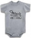 Baby Tee Time Gray Crew Neck Baby Boys Jesus Loves me One Piece 6-12 Months