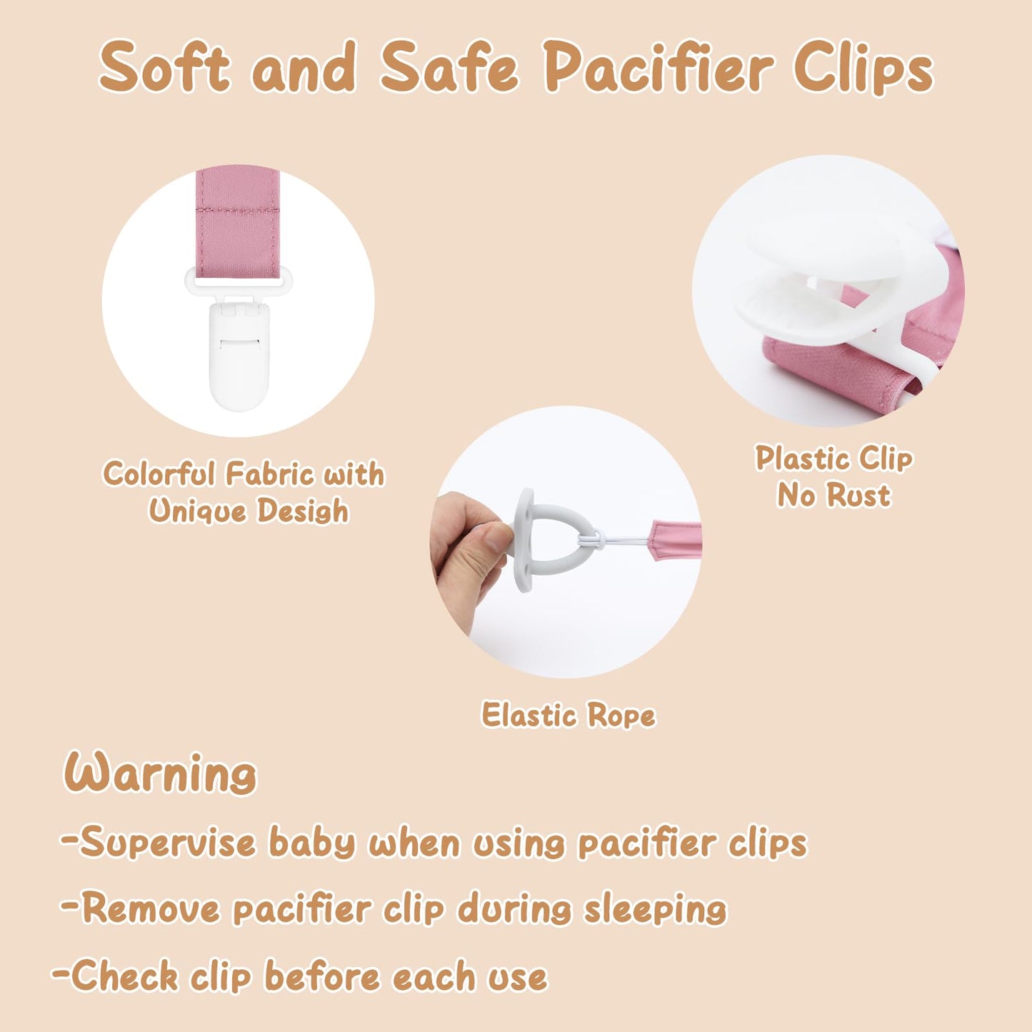 Alvababy Neutral Pacifier Clips 8 Pack Binky Paci Clip Holder Leashes For Baby Boys Girls 8Dp10-Da