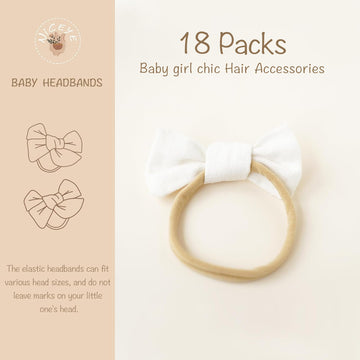 Niceye Baby Girl Bows And Headbands, Handmade Stretchy Nylon Hairbands Hair Bows For Newborn, Infant, Toddler - Soft Baby Hair A