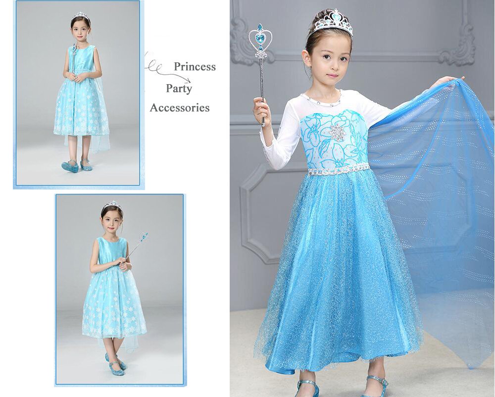 Yosbabe Princess Elsa Dress Up Party Accessories Princess Dress Up Jewelry Play Toy Set For Girls Party Favors Set - Elsa Crown