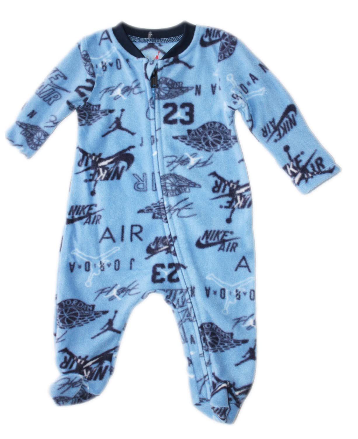Jordan Baby Boys Full Zip Printed Micro Fleece Footie Coverall (White(55A282-001)(University Blue, 6 Months)
