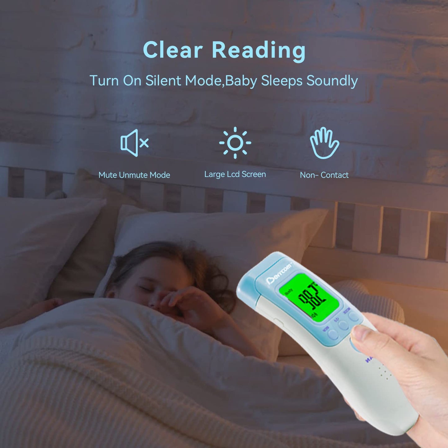 Berrcom Forehead Thermometer For Adults And Kids, Non Contact Infrared Thermometer For Object, Room, Touchless Digital Thermomet