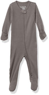 L'Ovedbaby Baby Girls Organic Zipper One-Piece Footies, Gray, 9-12 Months Us