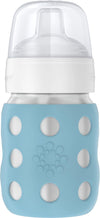Lifefactory 8-Ounce Stainless-Steel Vacuum-Insulated Wide-Neck Baby Bottle With Sippy Nipple, Denim (Ls2251Wde4)