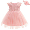 Baby Girl Dress Christening Baptism Gowns Flower Girl Dress Pink 6M