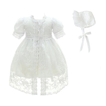 Glamulice White Baby Girl Party Dress Christening Baptism Gowns 6-12 Infant Church First Birthday Pageant Dresses Satin Newborn