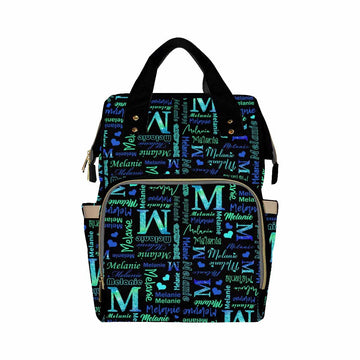 Artsadd Custom Name Diaper Bag Mommy Nappy Bags, Personalized Gradient Green Glitter Handbags Large Capacity Multi-Function Nurs