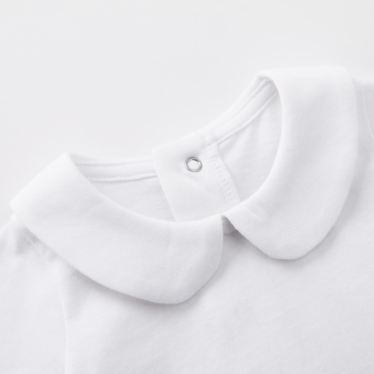 Pureborn Baby Girls Bodysuit Cotton Peter-Pan Collar Short Sleeve One-Piece White 0-3 Months