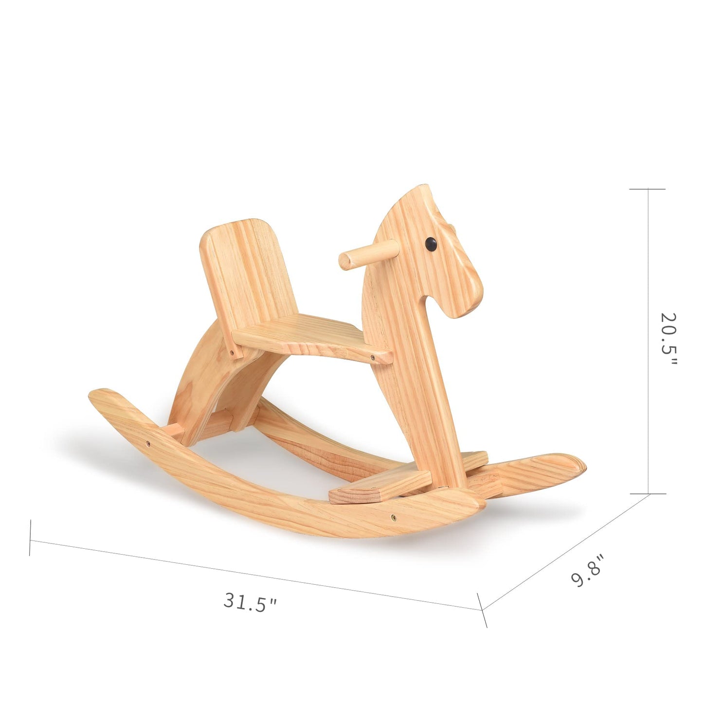 KRAND Rocking Horse Wooden Ride On Toy for Kids Classic Design Rocking Horse with Pedal and Safe Backrest Fine Workmanship(Class