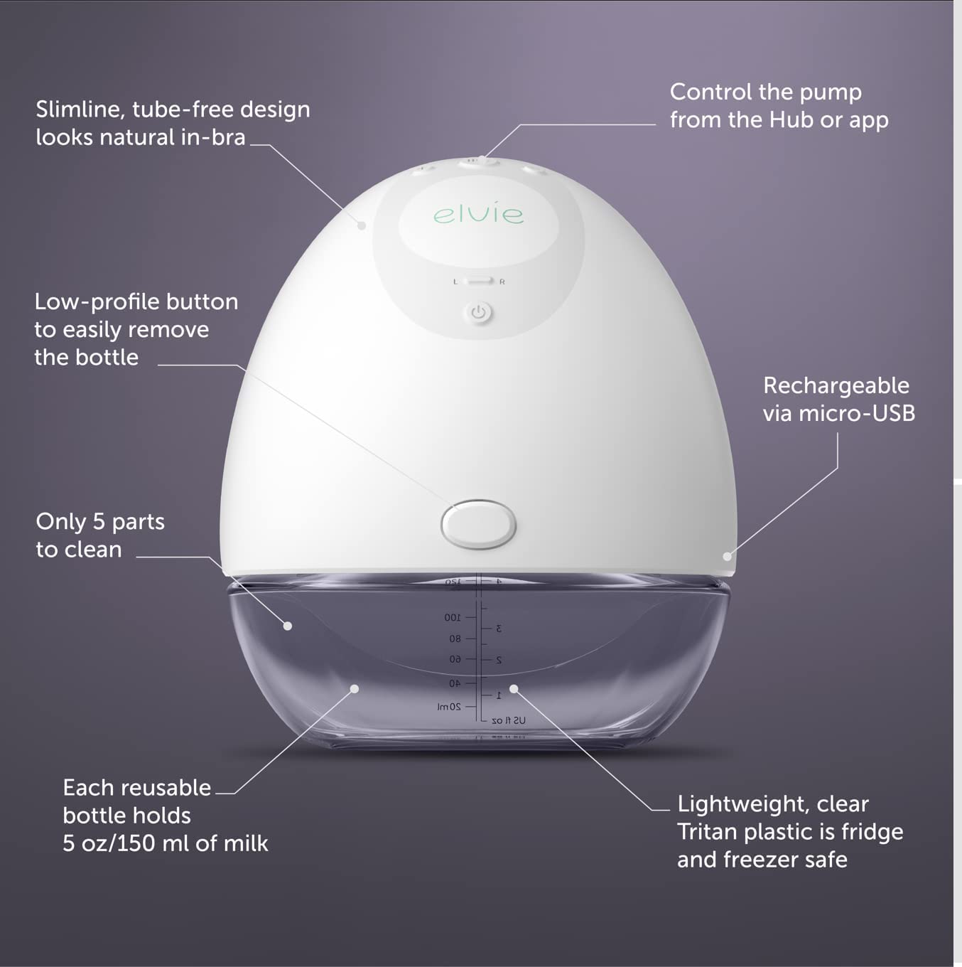 Elvie Breast Pump - Single, Wearable Breast Pump With App - The Smallest, Quietest Electric Breast Pump - Portable Breast Pump H
