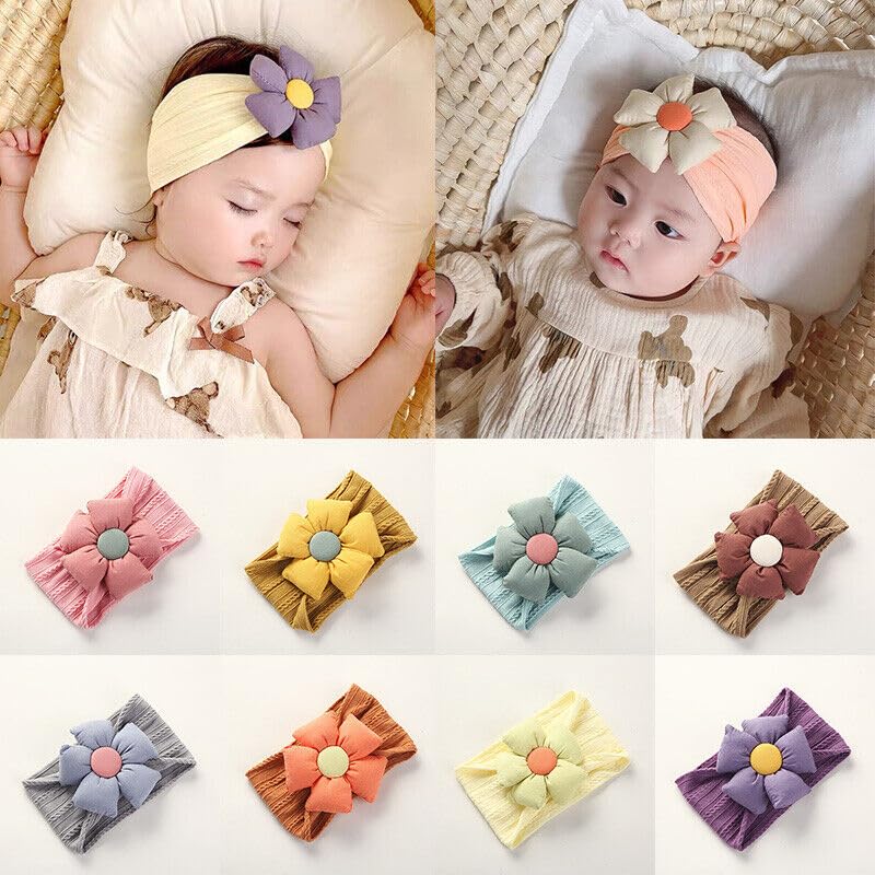 Autowrap 6 Pcs Baby Flower Headbands Baby Girls Nylon Headbands Soft Hairbands Hair Accessories For Newborn Infant Toddler Kids,