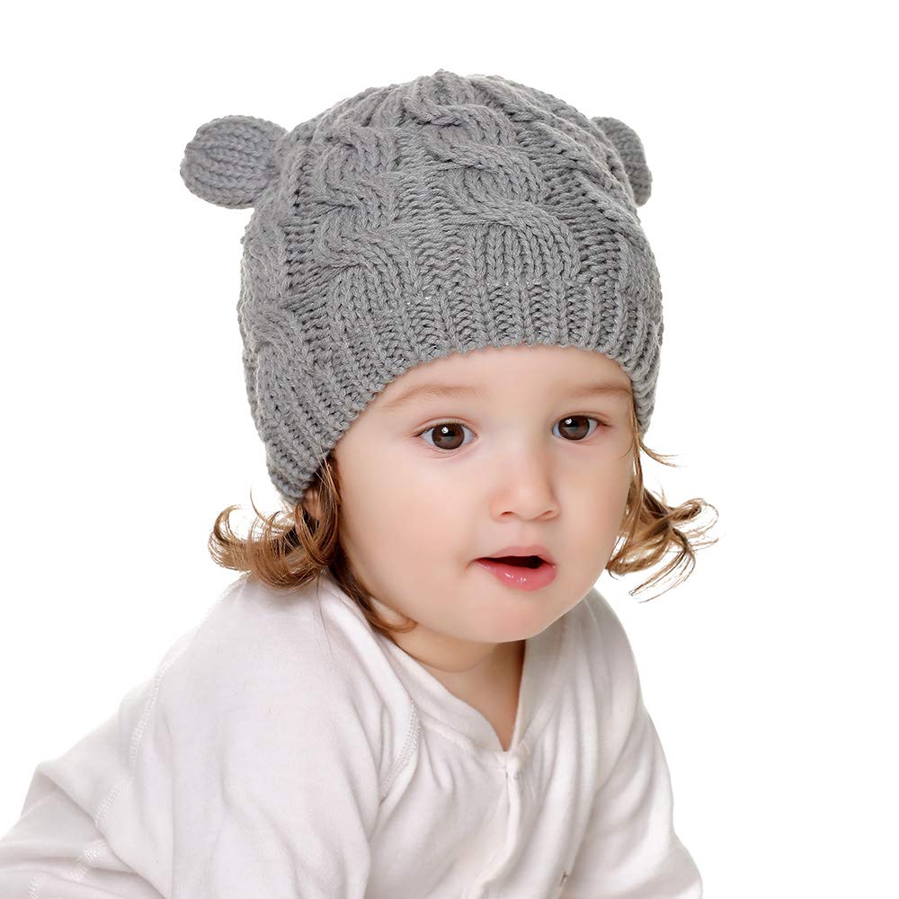 Fynnsure Baby Hat Glove Set Soft Newborn Mittens Baby Girl Boys Knitted Toddler Cap Infant Winter Beanie Mitten Sets Gray S