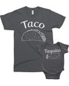 Threadrock Taco & Taquito Infant Bodysuit & Men 'S T-Shirt Matching Set (Baby: 12M, Charcoal|Men 'S: L, Charcoal)
