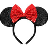 Etluk Mouse Ears Headband, Mouse Ears Sequin Bow Headbands For Women Girls, Cosplay Accessories Party Decorations (Red Bow)