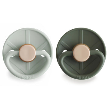 Frigg Little Viking Natural Rubber Baby Pacifier 2-Pack | Made In Denmark | Bpa-Free (Sage/Olive, 0-6 Months)