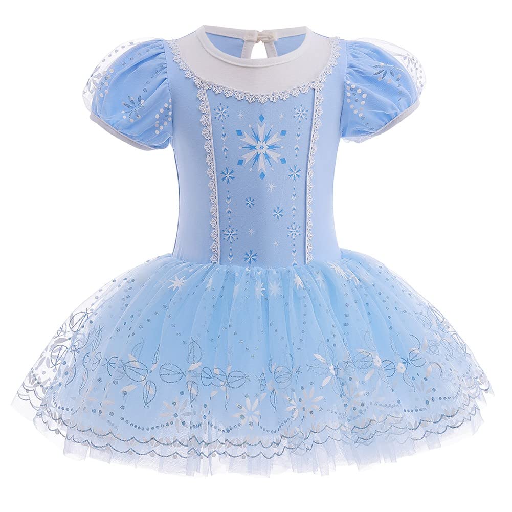 DYMCII Baby Girls Frozen Elsa Princess Ballet Dress Leotards Skirted Tutu Kids Halloween Xmas Party Fancy Costume Blue 4-5T