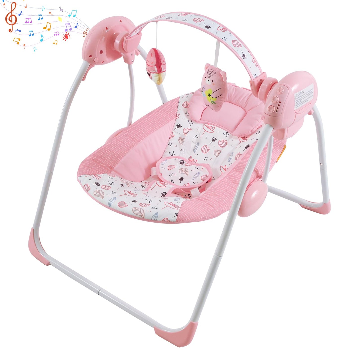 Otrolepota Baby Swing, Portable Foldable Infant Swing with Music,5 Speed Levels,Newborn to Toddler with Soft Cushion,Timing Sett
