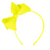 Motique Accessories Little Girls Neon Headband With Side Grosgrain Bow- Neon Yellow