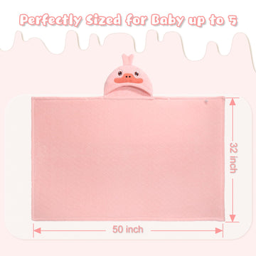 Wodhoy Toddler Bath Towels Age 1-2, Soft Absorbent Animal Hooded Towel For Kids Girls, 2 Pack 50' X 32' Large Thick Baby Towel