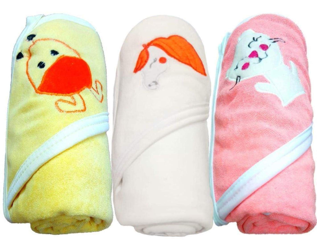 BRANDONN Baby Boys and Girls Terry Cotton Baby Bath Towel Cum Baby Wrapper Towel (Mango, White, Pink, 02 Years) Combo of 3