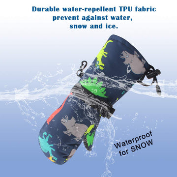 Winter Kids Waterproof Gloves For Boys Girls Snow Ski Toddler Baby Mittens Outdoor For Infant Teens 1-5T (Colorful Dinosaur) (Co
