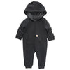 Carhartt Boys Long-Sleeve Zip-Front Hooded Coverall, Caviar Black Heather, 18 Months