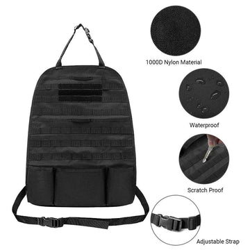 Airsoftpeak Car Backseat Organizer Tactical Molle Panel Seat Back Protector Cover Nylon Vehicle Car Back Seat Cover Pocket Stora