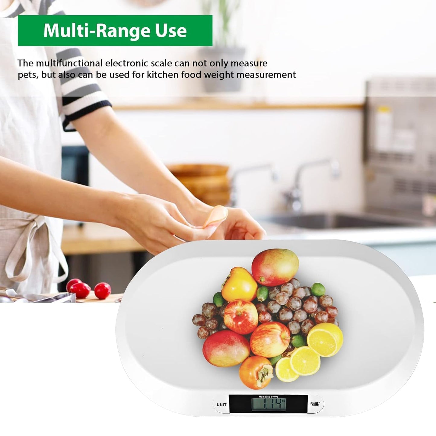 Sike Feline Scale, Digital Portable Pet Dog Cat Scale; Comfort Baby Scale, 44 Pound Capacity, 3 Weighing Modes, Accurate Digital