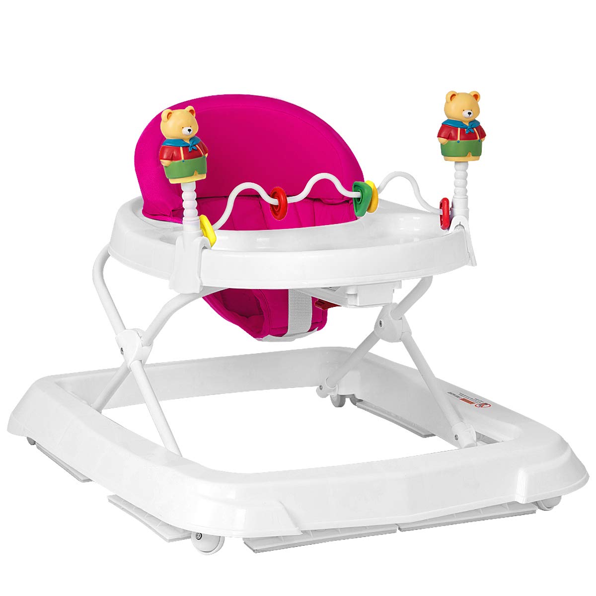 Honey Joy Baby Walker, Foldable Push Learning Walker Toy-Seated & Walk-Behind With Wheels, Interactive Piano & Pedants, Adjustab