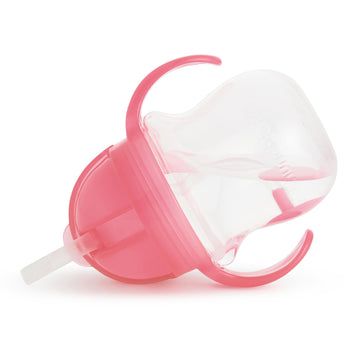 Munchkin Any Angle Sippy Cup For Toddlers, Weighted Straw Trainer Cup With Click Lock Lid, 7 Ounce, 2 Pack, Pink/Purple