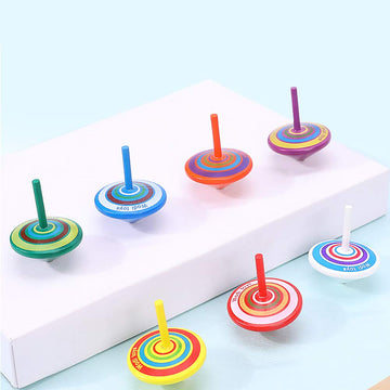 Wood Spinning Tops, Multicolored Painted Kids Novelty Wooden Gyroscopes, Fun Flip Tops, Assorted Standard Tops, Kindergarten Edu