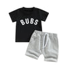 Toddler Baby Boy Clothes Letter Short Sleeve T Shirt Top Boys Shorts With Pocket Cute Summer Outfit 2Pcs Set (A-Black,6-12 Month