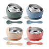 Bakpoco Stainless Steel Suction Bowls with Baby Spoon Set, 2-in-1 SUS304 Toddlers Bowl & Removable Silicone Suction Kids Bowl, N