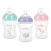 Nuby 3-Pack Infant Feeding Bottles With Slow Flow Breast Size Silicone Nipple: 0+ Months, 8Oz, 3 Pack Set: Delicate Llama, Snail