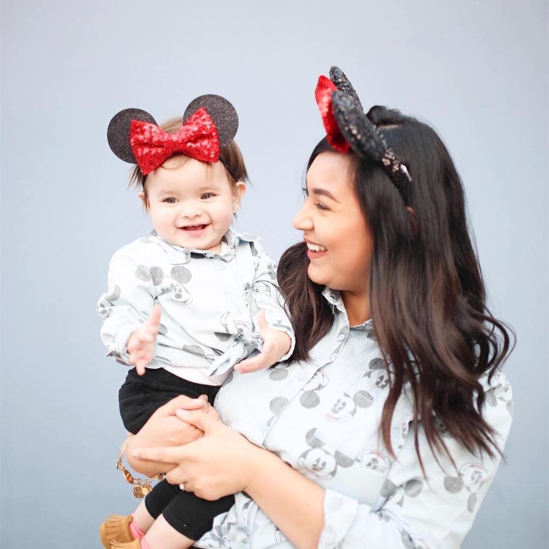 Jiahang Mouse Ear Nylon Headband With Sequin Bow, Soft Elastic Hair Bow Hair Band, Costume Headwear For Baby Newborn Infant Todd