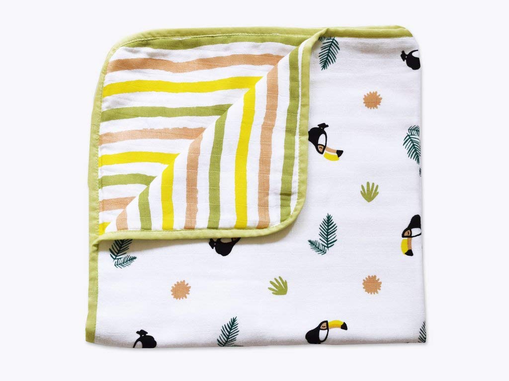 Masilo Bamboo Muslin Modern Newborn Baby Blanket, Pack of 1 Unisex Toucan Yellow