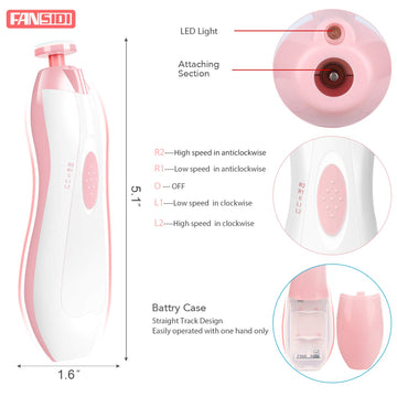 Baby Nail Trimmer Electric, Fansidi Baby Nail File Infant Nail Clippers With 10 Grinding Pads 8 Sandpapers For Newborn Infant To