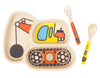 Kid Plate Set Bamboo Toddler Plates Dinnerware Dinner Dish Set Baby Feeding Spill Proof Divided Plate - Baby Spoon and fork 3-Pi